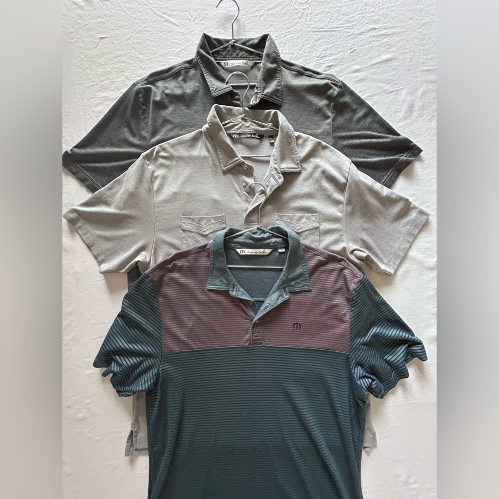 TravisMathew Polo Shirt Lot 3 Mens XL Golf Performance Gray Striped